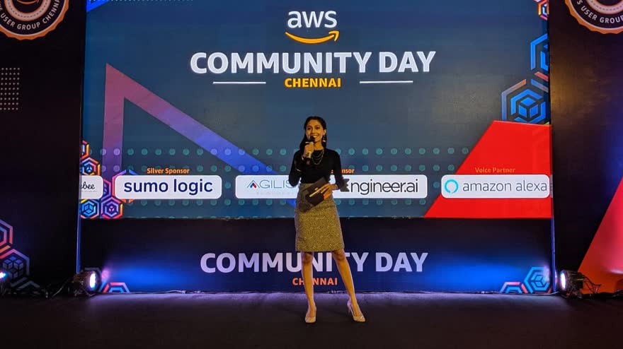 Dhwani Rao on stage with a live audience